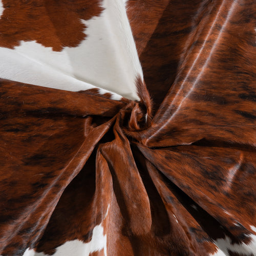 Tricolor Brindle Mix Cowhide Rug Size 7'5" L x 7'2" W 5449