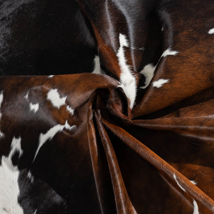 Chocolate and White Cowhide Rug Size 7'0" L x 8'2" W 6447