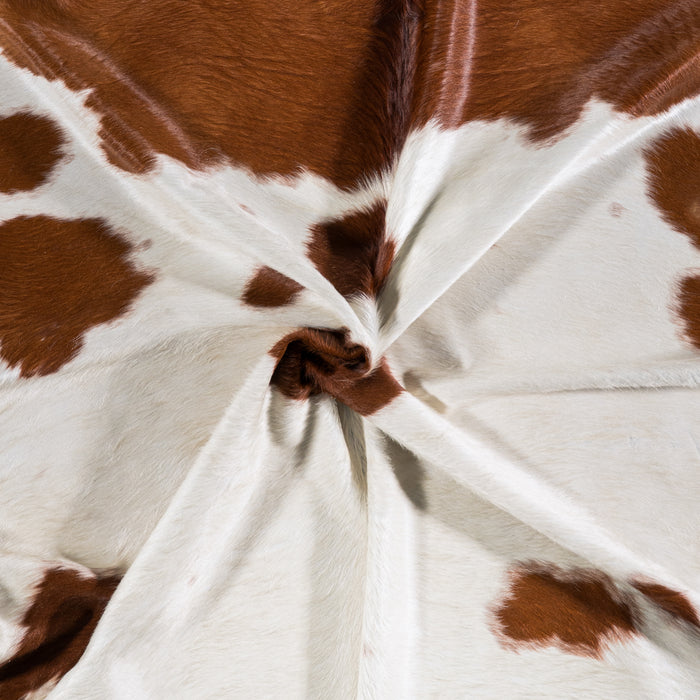 Brazilian Brown and White Cowhide Rug Size 7'6" L x 6'2" W 4587