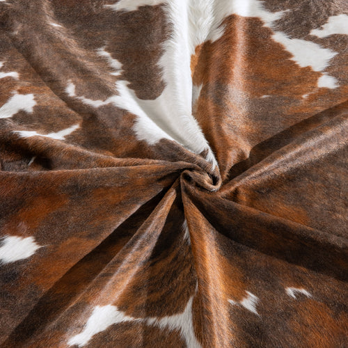 Tricolor Brindle Mix Cowhide Rug Size 8'5" L x 7'2" W 4039