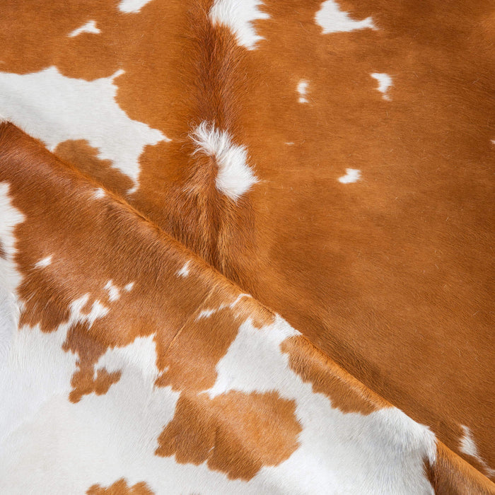 Brown and White Cowhide Rug Size 7'8" L x 6'6" W 6448