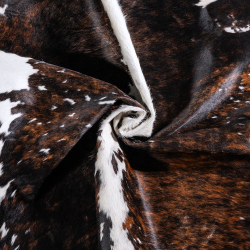 Vintage Tricolor Cowhide Rug Size 7'0" L x 6'7" W 6398