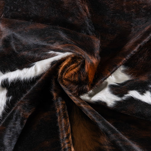 Tricolor Brindle Mix Cowhide Rug Size 7'8" L x 6'7" W 6252