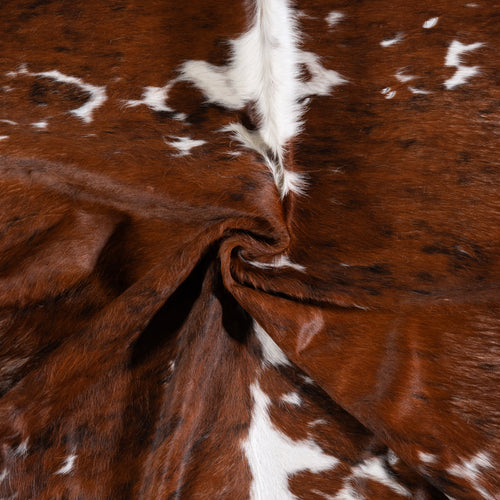 Vintage Tricolor Cowhide Rug Size 8'3" L x 7'7" W 4366