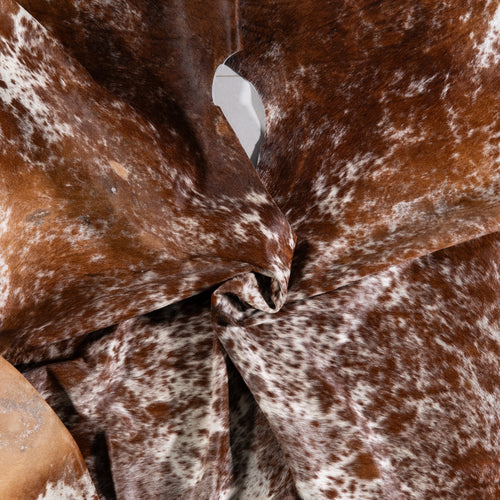 Vintage Brown Salt and Pepper Cowhide Rug Size 7'6" L x 6'10" W 4367