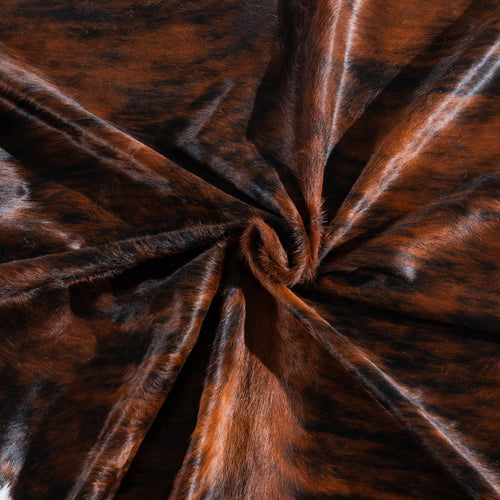 Tricolor Brindle Mix Cowhide Rug Size 7'6" L x 6'11" W 4041