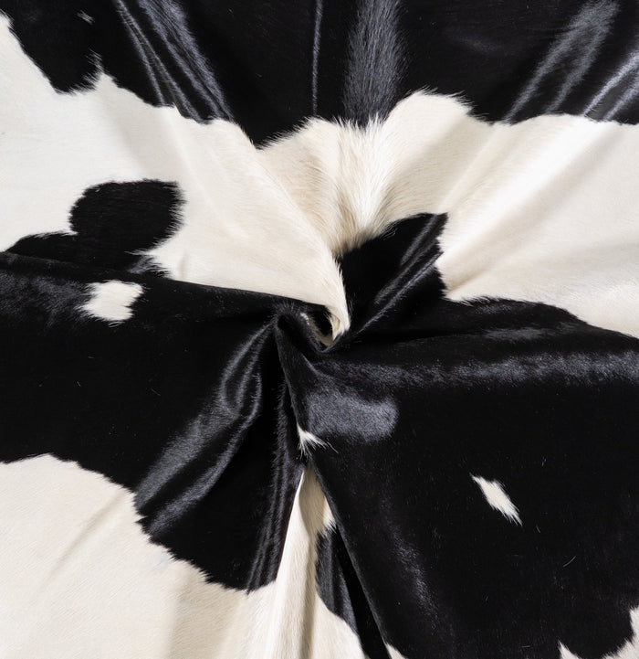 Brazilian Black and White Cowhide Rug Size 7'1" L x 6'11" W 4688