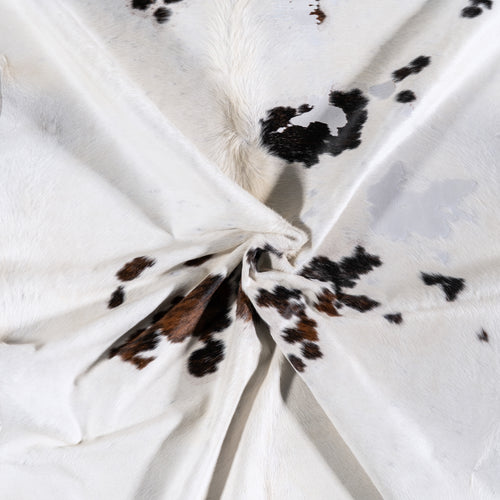 Vintage White Tricolor Cowhide Rug Size 7'0" L x 5'8" W 4371