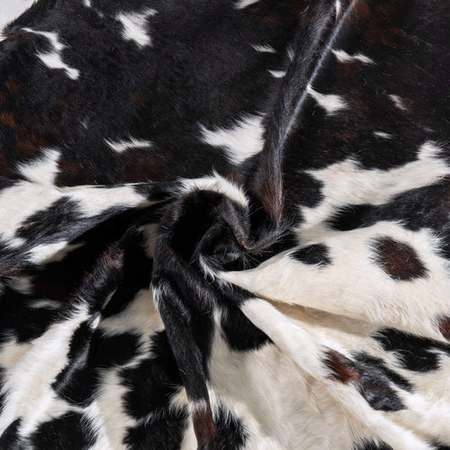 White Tricolor Cowhide Rug Size 7'4" L x 6'8" W 6453