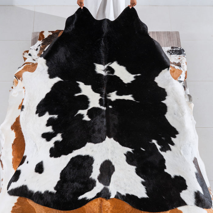 Black and White Cowhide Rug Size 6'6" L x 6'2" W 5457