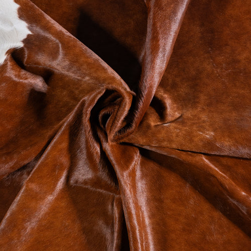 Brazilian Brown and White Cowhide Rug Size 7'7" L x 6'11" W 5912