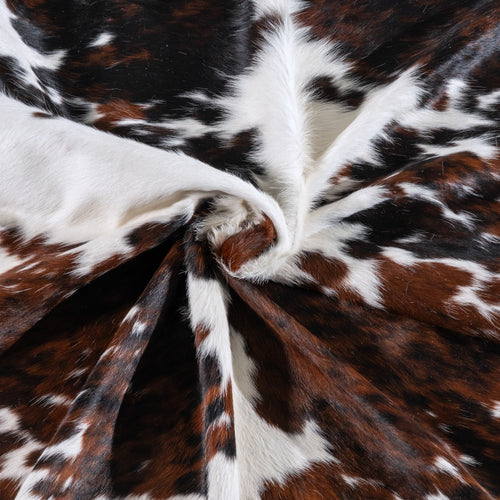 White Tricolor Cowhide Rug Size 7'7" L x 7'2" W 6258