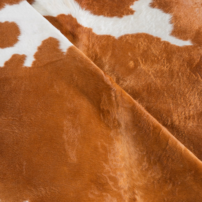 Brown and White Cowhide Rug Size 8'1" L x 7'0" W 5458