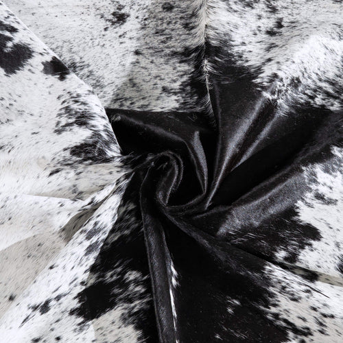 Black Salt and Pepper Cowhide Rug Size 7'11" L x 7'0" W 6456