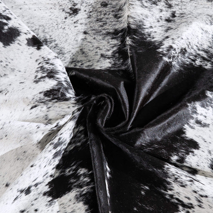 Black Salt and Pepper Cowhide Rug Size 7'11" L x 7'0" W 6456