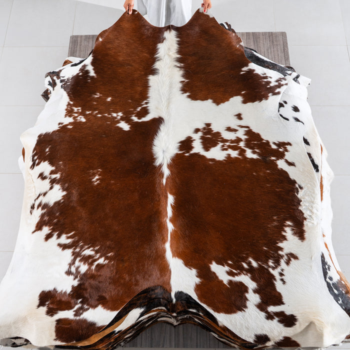 Brown and White Cowhide Rug Size 7'0" L x 7'2" W 4107