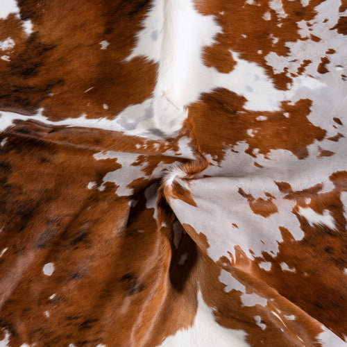 Vintage Tricolor Cowhide Rug Size 6'9" L x 6'3" W 4376