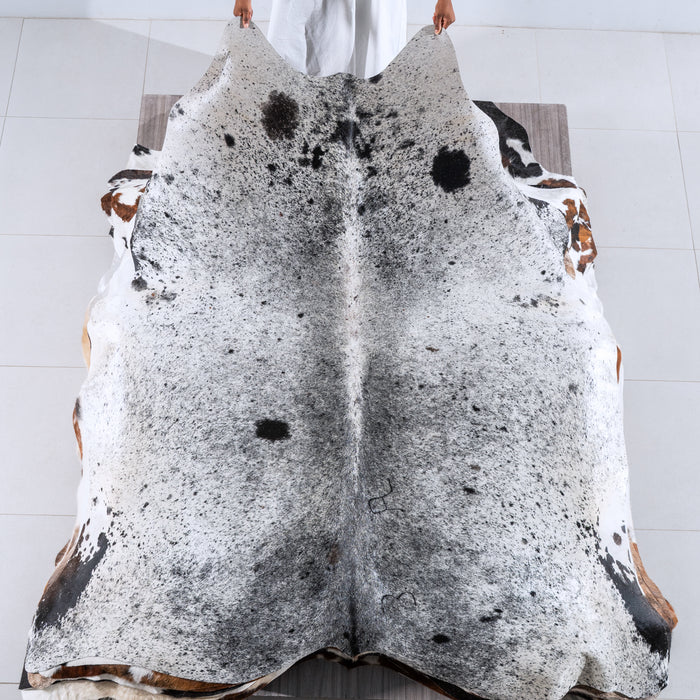 Black Salt and Pepper Cowhide Rug Size 7'6" L x 7'2" W 6261