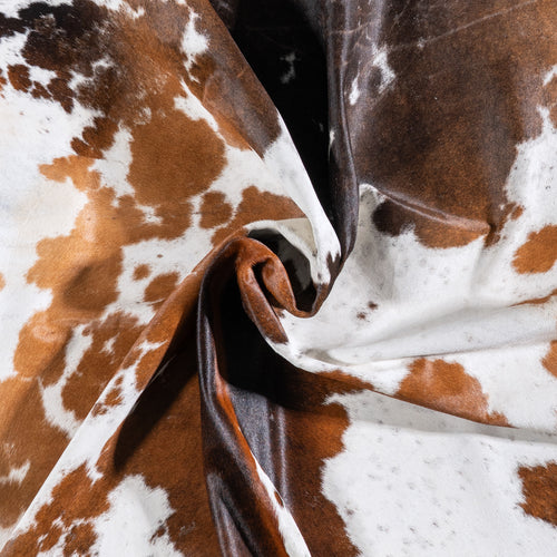 Brazilian Chocolate and White Cowhide Rug Size 7'10" L x 7'1" W 5919