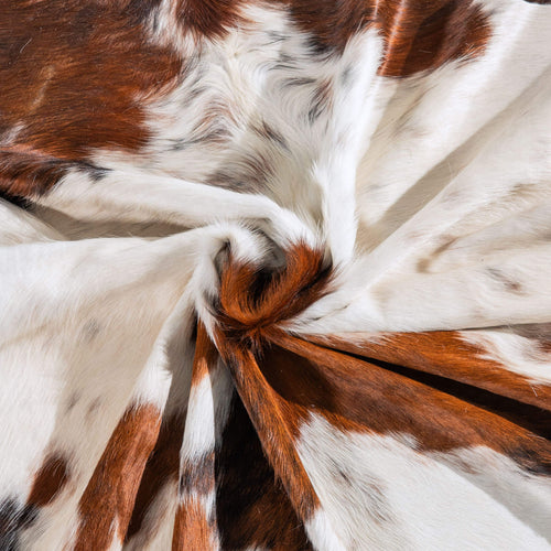 White Tricolor Cowhide Rug Size 7'8" L x 7'6" W 6458