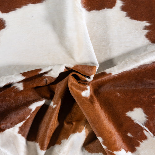 Vintage Brown and White Cowhide Rug Size 8'0" L x 6'8" W 4378