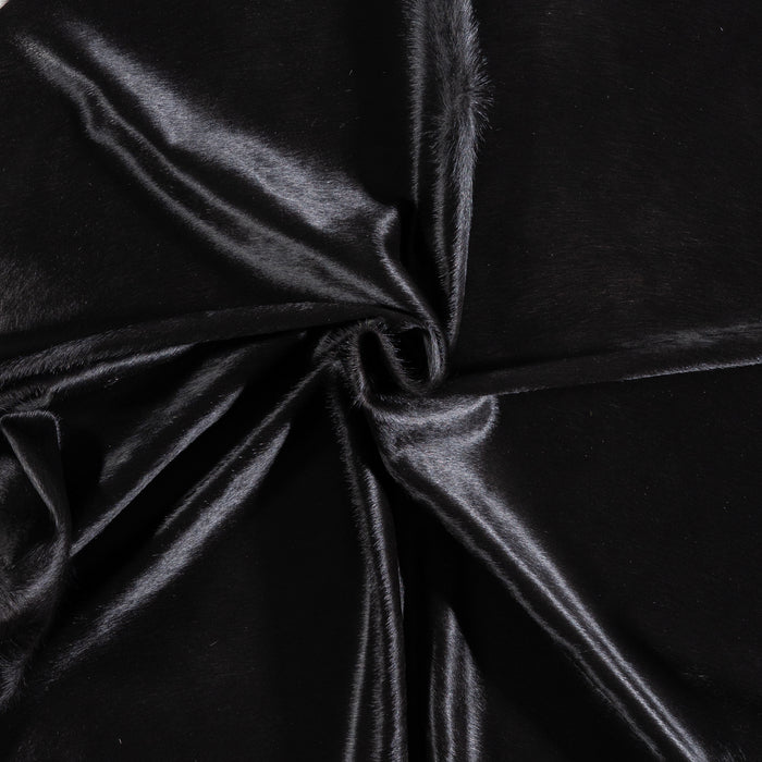 Brazilian Solid Black Cowhide Rug Size 7'2" L x 6'9" W 5221