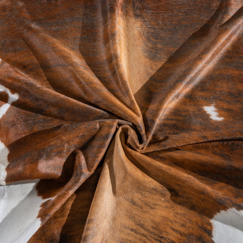 Brindle White Belly Cowhide Rug Size 7'9" L x 6'5" W 4049