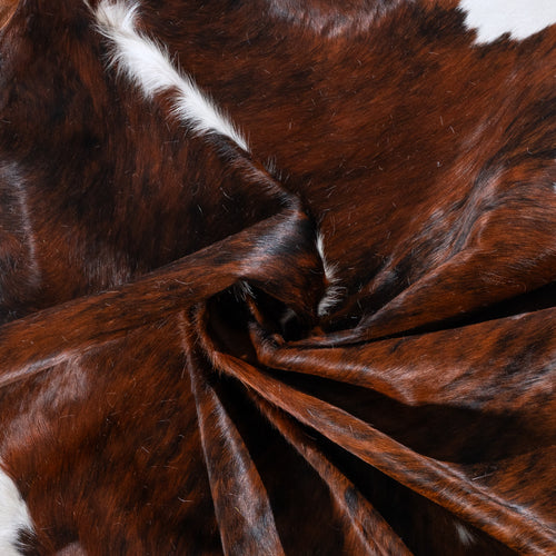 Tricolor Brindle Mix Cowhide Rug Size 7'7" L x 6'9" W 6264