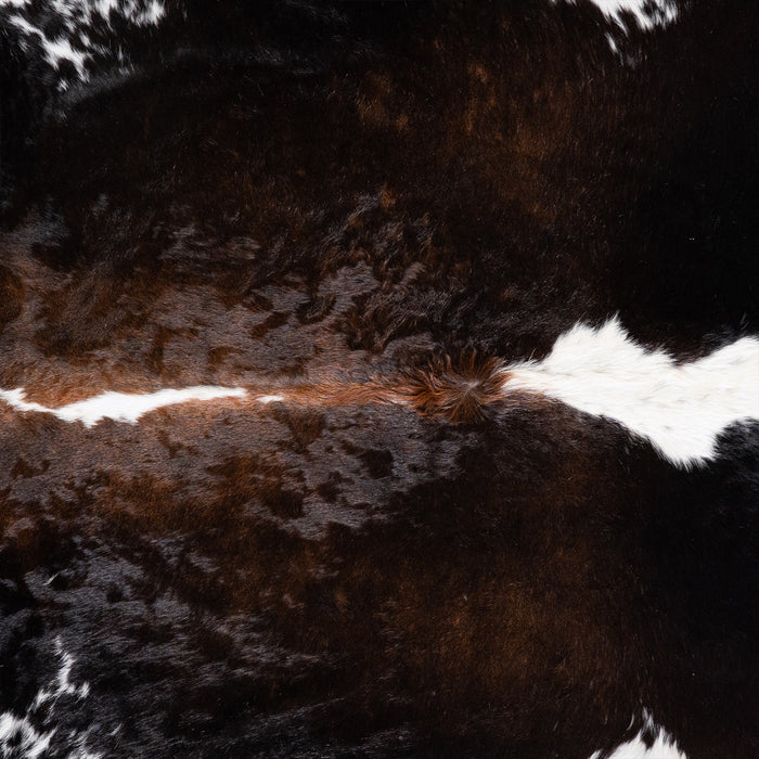 Brazilian Chocolate and White Cowhide Rug Size 7'10" L x 7'1" W 5731