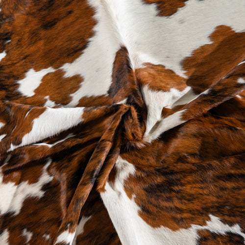 White Tricolor Cowhide Rug Size 7'8" L x 7'2" W 4111