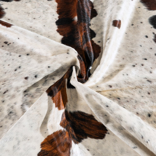 White Tricolor Cowhide Rug Size 7'9" L x 7'3" W 5464