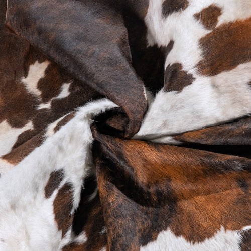 White Tricolor Cowhide Rug Size 7'0" L x 6'6" W 6266