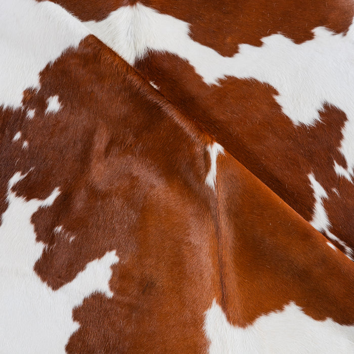 Brown and White Cowhide Rug Size 7'3" L x 6'6" W 5465