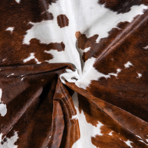 Vintage White Tricolor Cowhide Rug Size 7'5" L x 6'6" W 4385