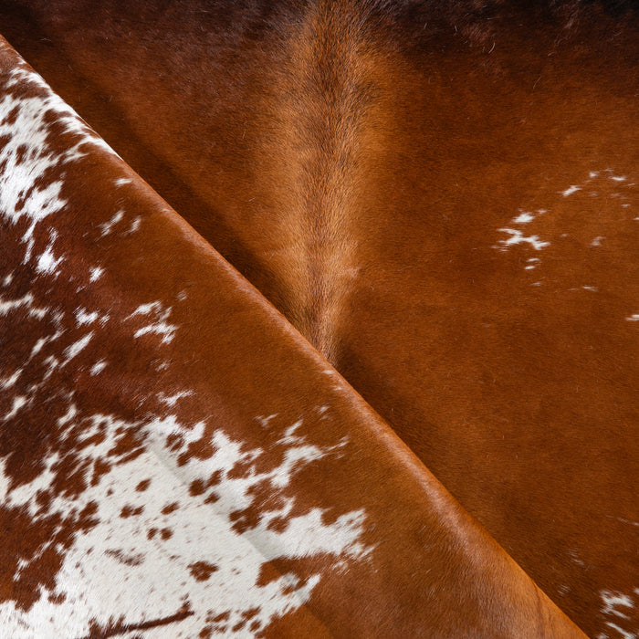 Brown and White Cowhide Rug Size 7'5" L x 7'0" W 4112