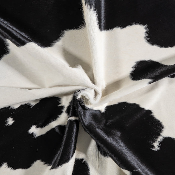 Brazilian Black and White Cowhide Rug Size 6'8" L x 6'2" W 3673