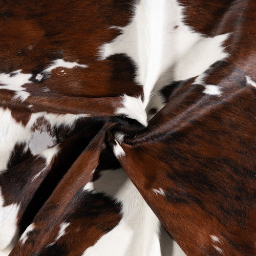 Vintage Tricolor Cowhide Rug Size 6'10" L x 6'0" W 4386