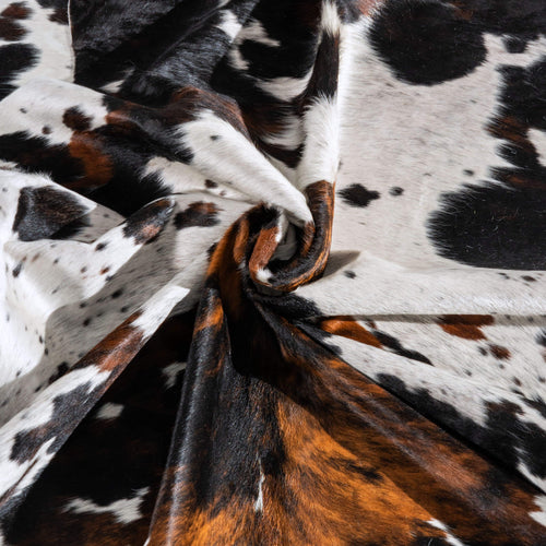 White Tricolor Cowhide Rug Size 8'1" L x 6'9" W 6464