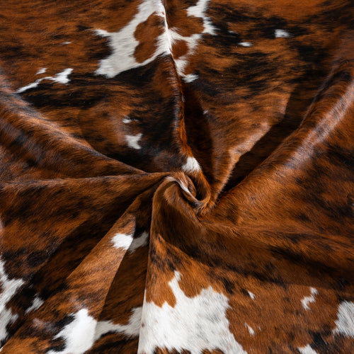 Tricolor Brindle Mix Cowhide Rug Size 6'9" L x 6'7" W 3953