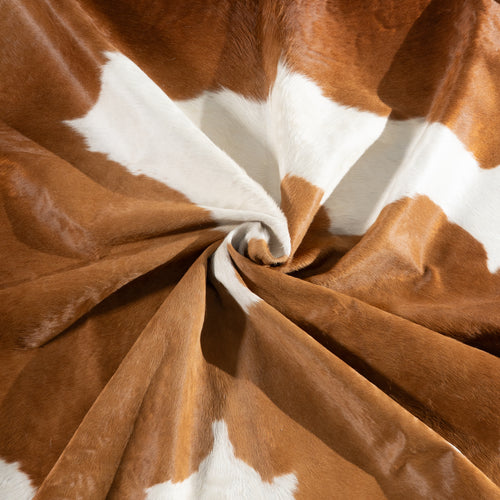 Brown and White Cowhide Rug Size 7'4" L x 7'1" W 5466