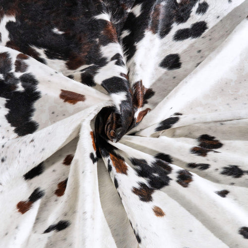 White Tricolor Cowhide Rug Size 8'4" L x 6'11" W 6465