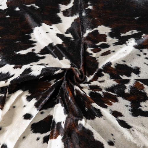 White Tricolor Cowhide Rug Size 7'7" L x 6'4" W 4114