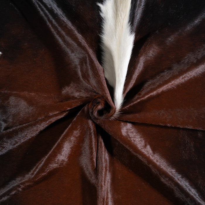 Brazilian Chocolate and White Cowhide Rug Size 8'5" L x 7'5" W 5738