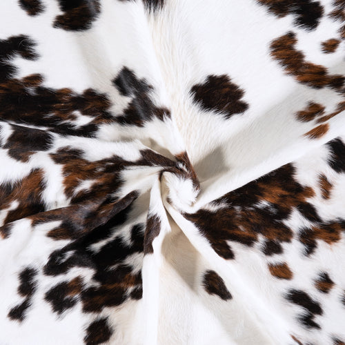 Vintage White Tricolor Cowhide Rug Size 7'0" L x 6'9" W 4389