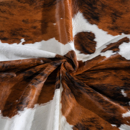 White Tricolor Cowhide Rug Size 8'8" L x 7'0" W 4054