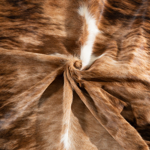 Tricolor Brindle Mix Cowhide Rug Size 7'2" L x 7'3" W 5469