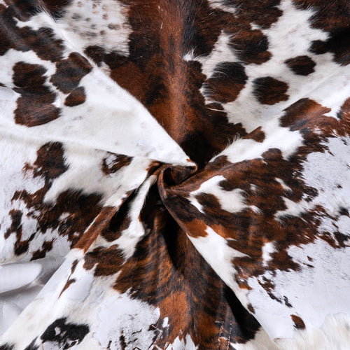 Vintage Tricolor Cowhide Rug Size 6'6" L x 6'6" W 4391