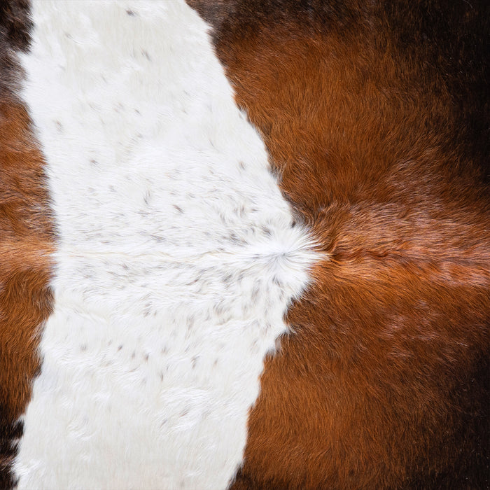 Brazilian Chocolate and White Cowhide Rug Size 7'8" L x 7'4" W 5743