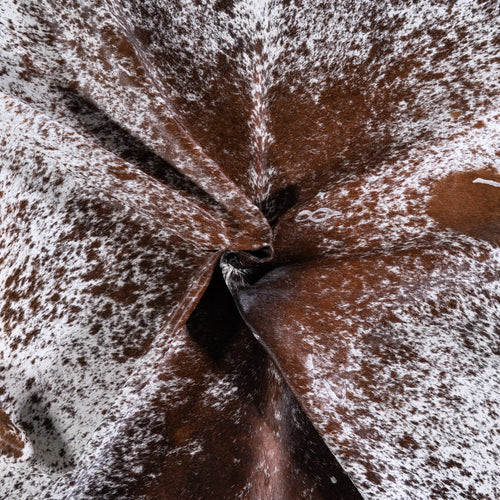 Vintage Brown Salt and Pepper Cowhide Rug Size 7'1" L x 6'10" W 4392