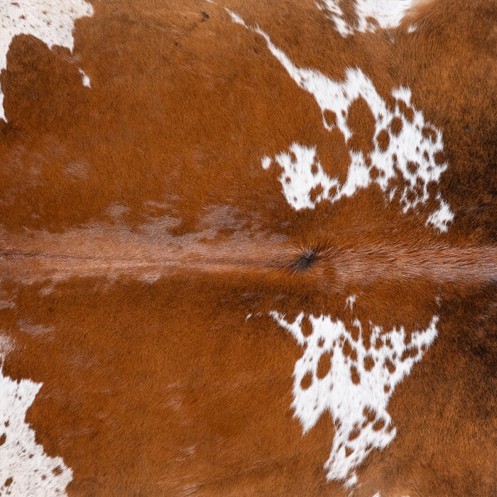 Brazilian Chocolate and White Cowhide Rug Size 7'10" L x 6'9" W 5745